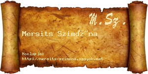 Mersits Szimóna névjegykártya